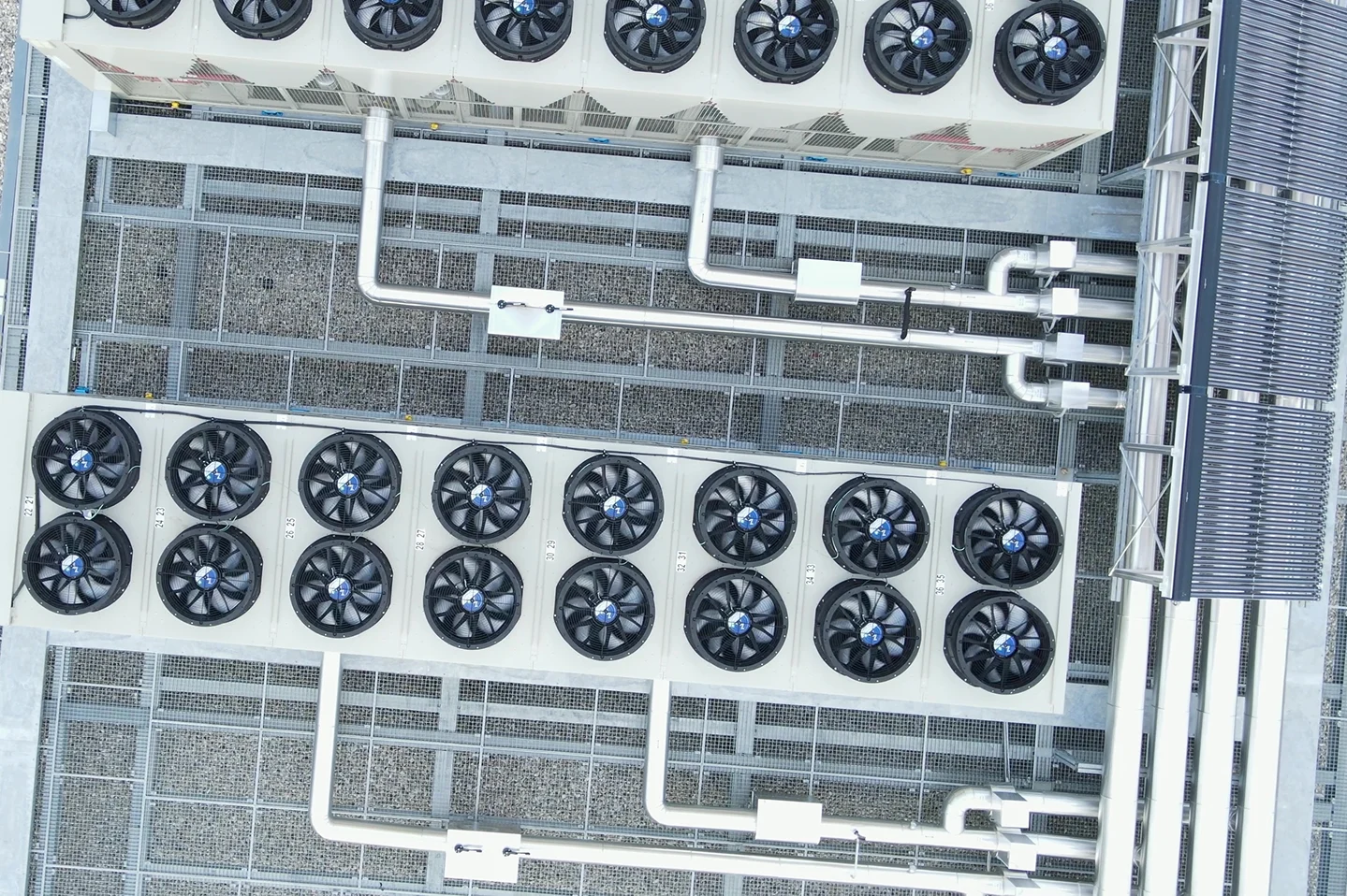 Aerial over-head view of a substation.